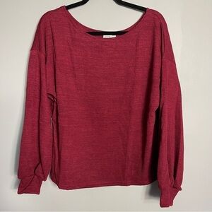 Grace Emma Ribbed Sweater Size Large Red Maroon Fall New